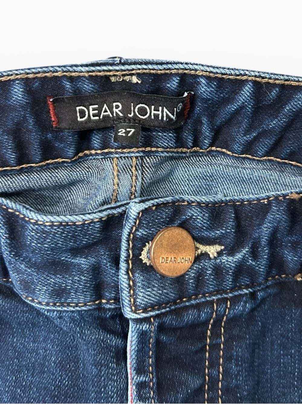 Dear John American Classic Straight Leg Button Fly Distressed Denim Jeans Sz 27 - Picture 3 of 10
